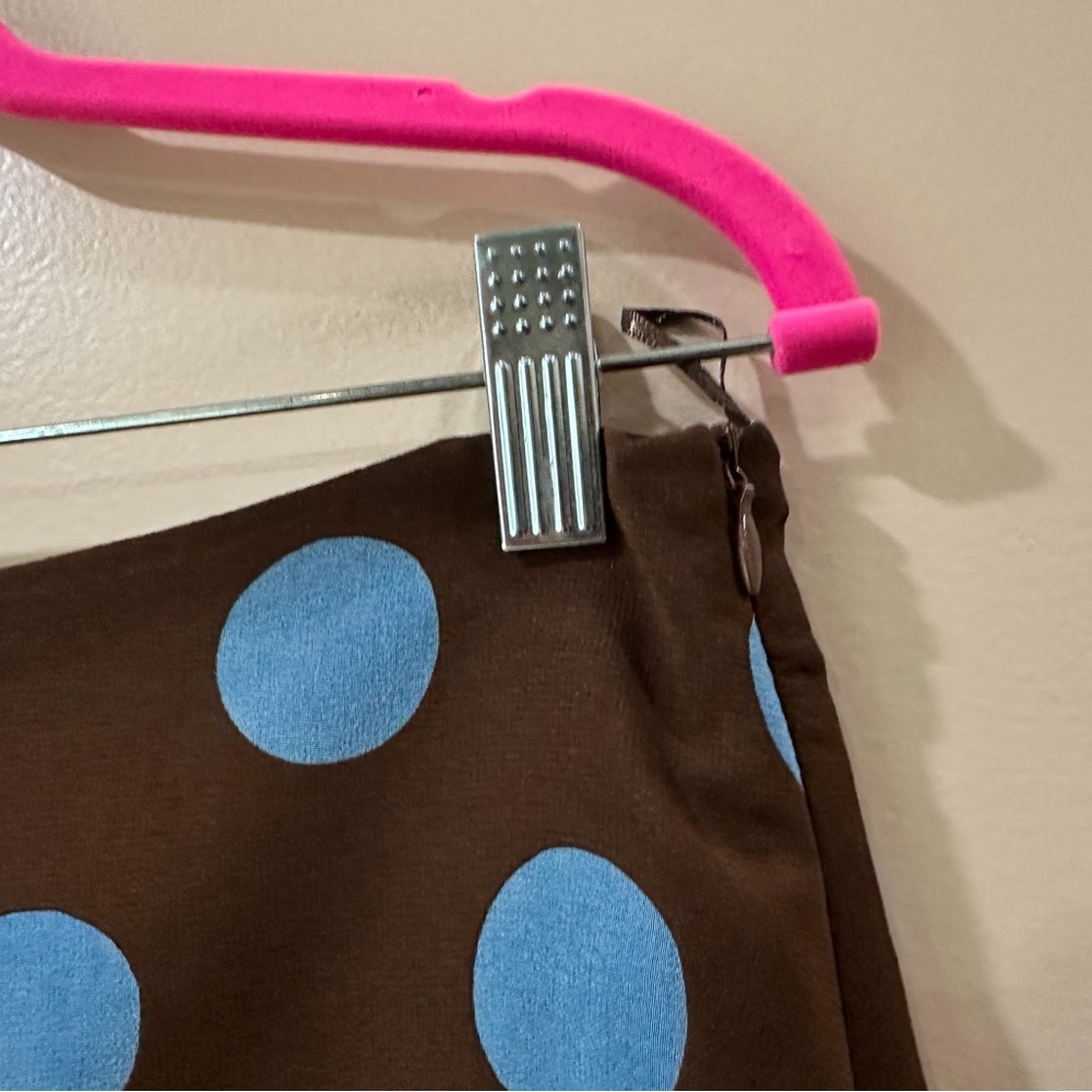 NWT Zara Polka Dot Asymmetric Semi Sheer Skirt Brown Blue Y2K 90s Womens Size M - Picture 10 of 11